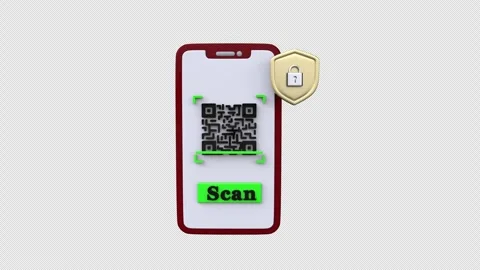 Mobile QR code scanning process with a security shield icon representing da.. Stock Footage 304510992