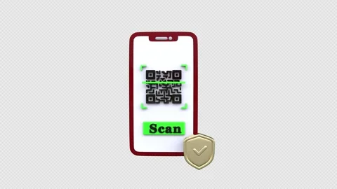 Mobile QR code scanning process with a security shield icon representing da.. Stock Footage 304512117