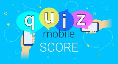 Mobile quiz interview and online high score game on smartphone concept イラスト素材