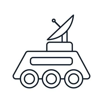 Mobile radar for science research in outline style Stock Illustration