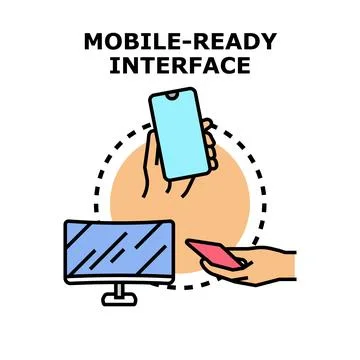 Mobile ready interface adapting across digital devices Ilustração Stock