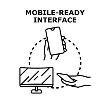 Mobile ready interface adapting across digital devices Stock Illustration