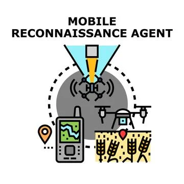 Mobile reconnaissance agent collecting data with drone technology Stock Illustration