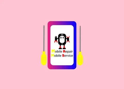 Mobile repair vector logo ,  Mobile phone repair shop business logo Stock Illustration