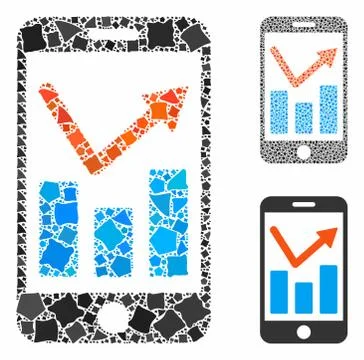 Mobile report Composition Icon of Unequal Elements 스톡 일러스트