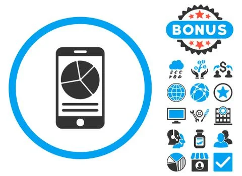 Mobile Report Flat Vector Icon with Bonus Stock Illustration