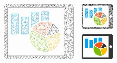 Mobile Report Vector Mesh 2D Model and Triangle Mosaic Icon 库存插图