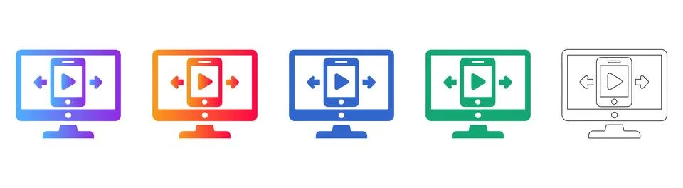 Mobile Responsive Design Testing UI Icons Stock Illustration