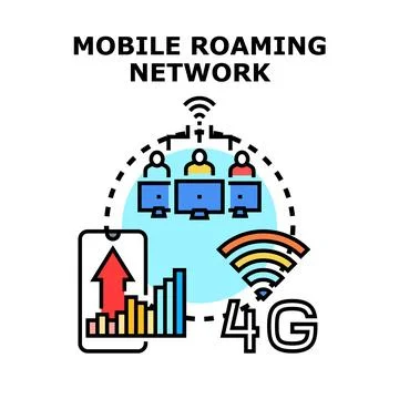 Mobile roaming network providing international connectivity service Stock Illustration