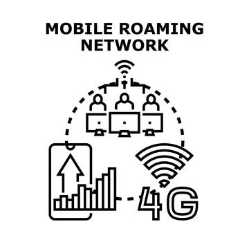 Mobile roaming network providing international connectivity service Stock Illustration