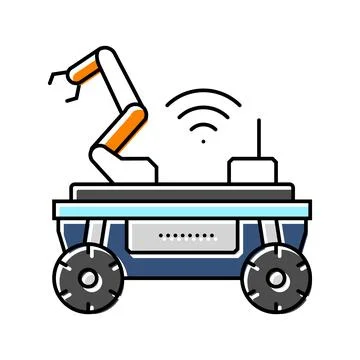 Mobile robot autonomous delivery color icon vector illustration イラスト素材
