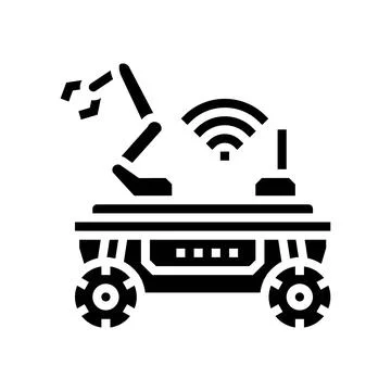Mobile robot autonomous delivery glyph icon vector illustration 스톡 일러스트