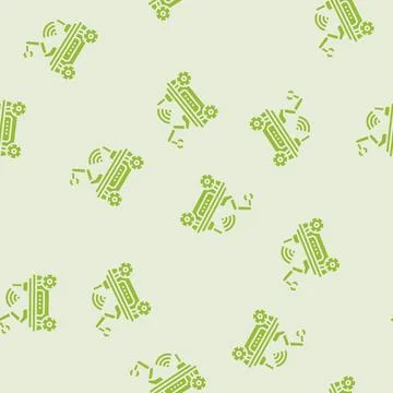 Mobile robot autonomous delivery glyph seamless pattern Stock Illustration