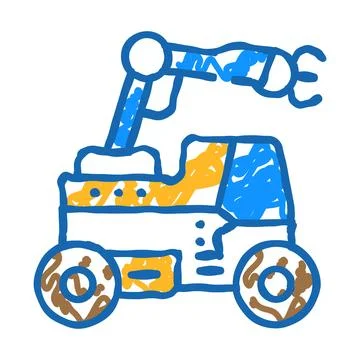 Mobile robot autonomous delivery icon doodle illustration Stock Illustration