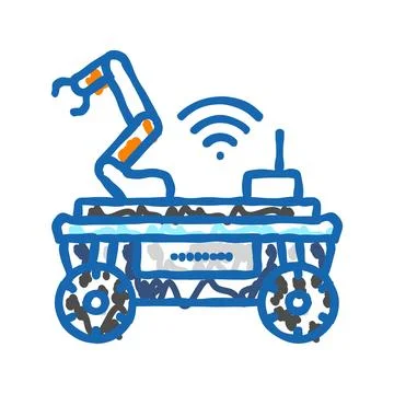 Mobile robot autonomous delivery icon doodle illustration 库存插图