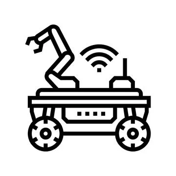 Mobile robot autonomous delivery line icon vector illustration 스톡 일러스트