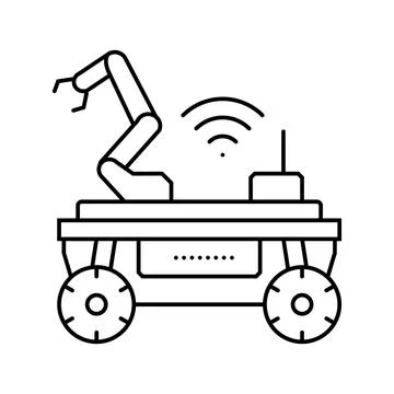 Mobile robot autonomous delivery line icon vector illustration イラスト素材