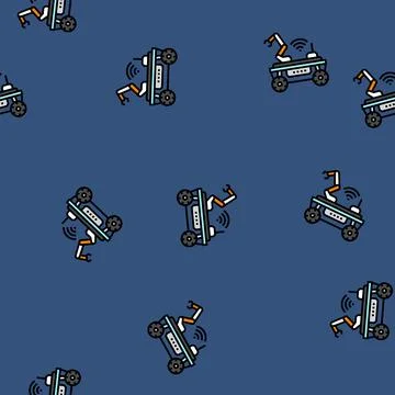 Mobile robot autonomous delivery vector seamless pattern Stock Illustration