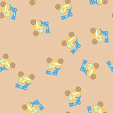 Mobile robot autonomous delivery vector seamless pattern Stock Illustration