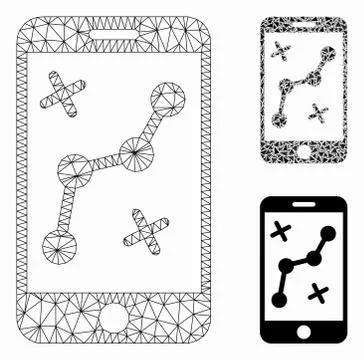 Mobile Routing Vector Mesh Carcass Model and Triangle Mosaic Icon イラスト素材