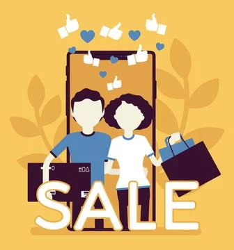 Mobile sale, e-commerce smartphone application 스톡 일러스트