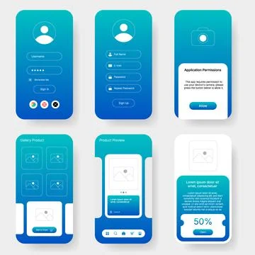 Mobile sales application user interface dashboard template set 스톡 일러스트