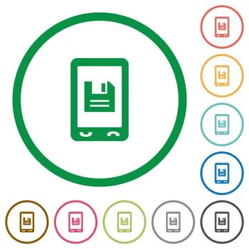 Mobile save data flat icons with outlines Illustrazione stock