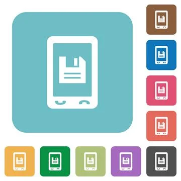 Mobile save data rounded square flat icons 库存插图