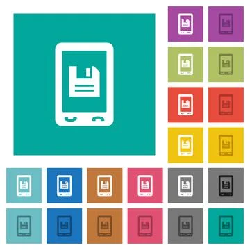 Mobile save data square flat multi colored icons Stock Illustration
