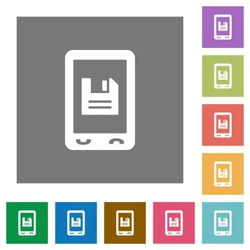 Mobile save data square flat icons Illustrazione stock