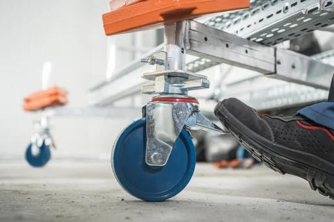 Mobile Scaffolding Braking System Close Up Foto stock