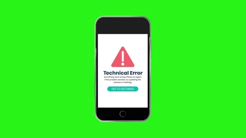 Mobile screen flashing error message animation on green screen background Stock Footage 318087010