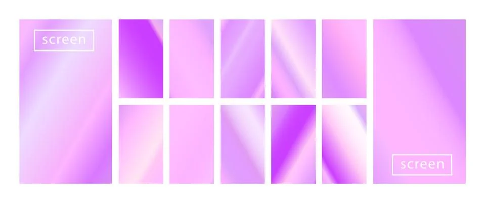 Mobile screen lock display collection of colorful backgrounds in trendy neon Stock Illustration