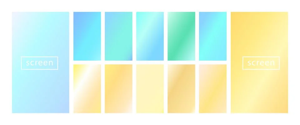 Mobile screen lock display collection of colorful backgrounds in trendy neon Stock Illustration