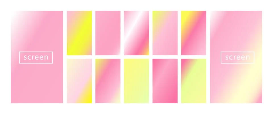 Mobile screen lock display collection of colorful backgrounds in trendy neon Stock Illustration
