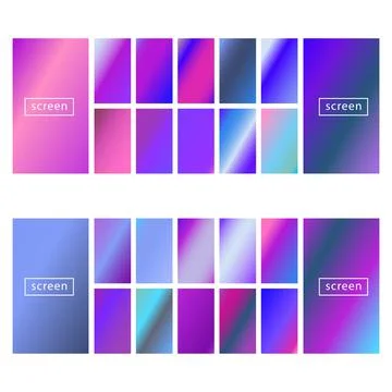 Mobile screen lock display collection of colorful backgrounds in trendy neon Stock Illustration