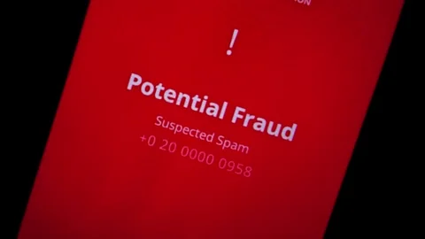 Mobile Screen Potential Fraud Message. Scam Call. Video stock 342724244