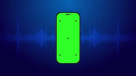 Mobile screen replacement visual bright green display, blue tech circuit backdro Stock Footage 340528331