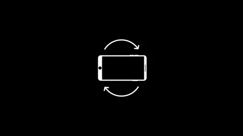 Mobile screen rotate symbol visual white handset outline, circular arrows, and d Stock Footage 340479658