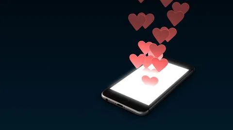 Mobile screen with social media notification like icon Stock Illustration