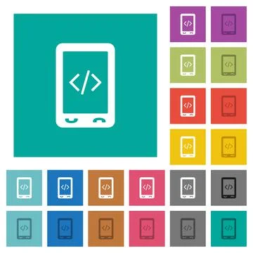 Mobile scripting square flat multi colored icons Illustrazione stock
