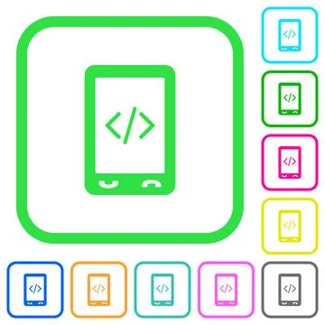 Mobile scripting vivid colored flat icons Illustrazione stock
