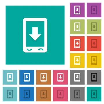 Mobile scroll down square flat multi colored icons Ilustración de archivo
