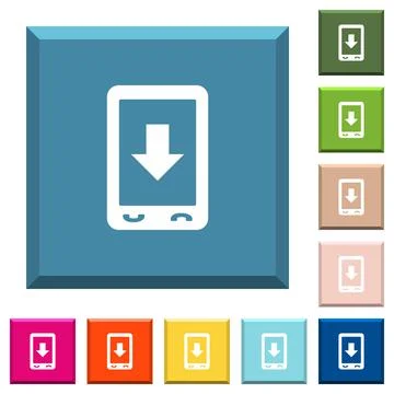 Mobile scroll down white icons on edged square buttons Illustrazione stock