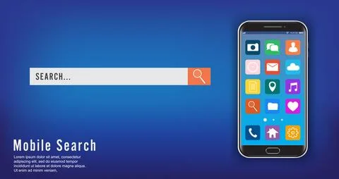 Mobile search concept. Vector business template for presentation. Creative .. Stock Illustration