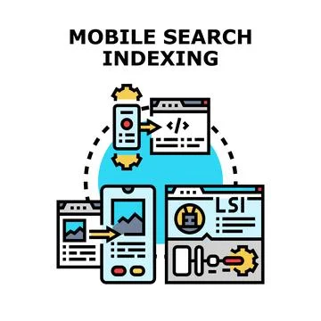 Mobile search indexing concept with devices and optimization Stock-Illustration