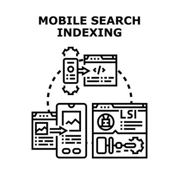 Mobile search indexing concept with devices and optimization Stock-Illustration