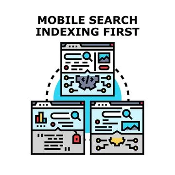Mobile search indexing first strategy developing content イラスト素材