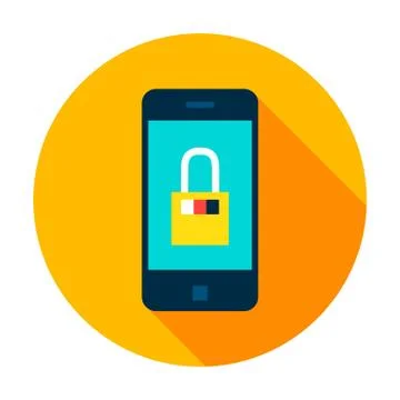 Mobile Secure Circle Icon Stock Illustration
