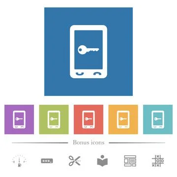 Mobile secure flat white icons in square backgrounds Stock-Illustration